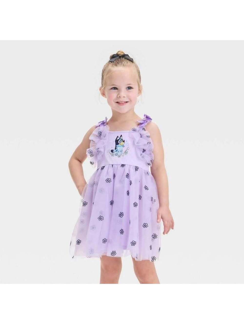 Toddler Girls' Audrey Camille Bluey Flower Embroidery Tulle Dress - Purple 5T